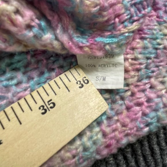 Debut Sweater Womens Small S/M Purple Rainbow Open Knit Lightweight Short Casual - Picture 8 of 14